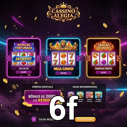 Tela do cassino 6f com jogos e ofertas promocionais.