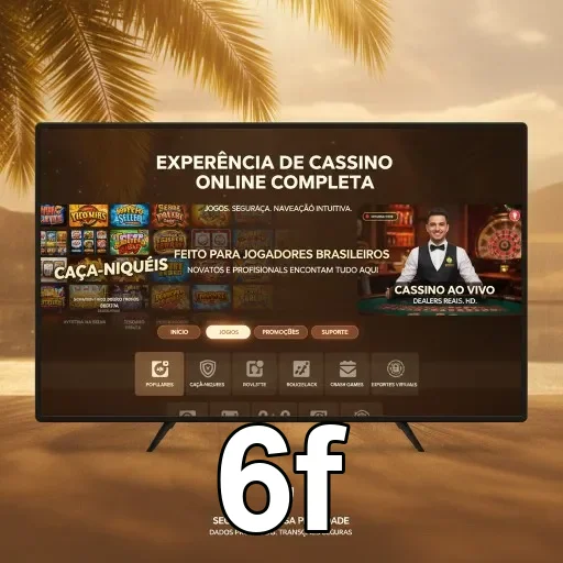 Tela do site 6f destacando caça-níqueis e suporte dedicado.