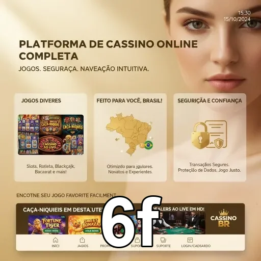 Interface de jogos de slot no 6f com bônus e promoções visíveis.