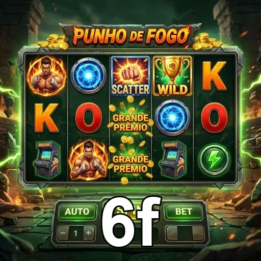 Slot 'Punho de Fogo' do site 6f com símbolos de prêmio.