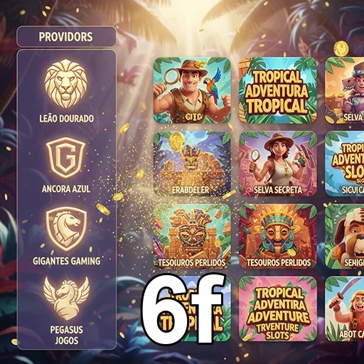 Tela de slots do 6f, destacando jogos e fornecedores.