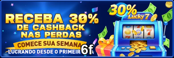 Promoção de 30% de cashback em slots no site 6f.