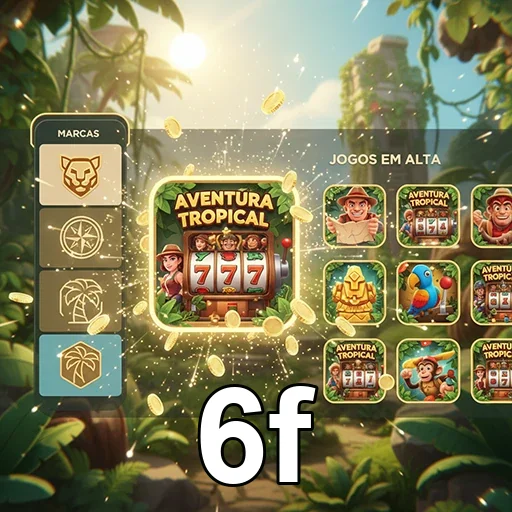 Interface de slots na 6f com o jogo 'Aventura Tropical'.