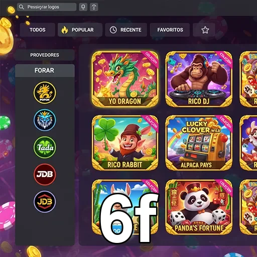 Interface do aplicativo 6f com jogos acessíveis e seguros.